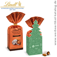 LINDT WEIHNACHTSMANDELN in Tannenbaum-Werbekartonage, süße Marken Weihnachtsgeschenke für Kunden! 