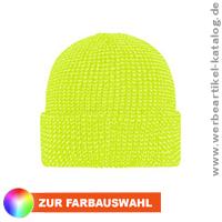 Reflective Winter Beanie, wrmende Strickmtze mit reflektierenden Akzenten als Werbeartikel mit Ihrem Logo bestickt