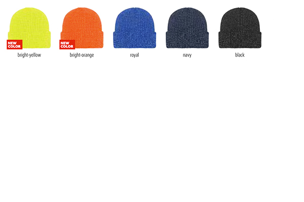 Reflective Winter Beanie, wärmende Strickmütze mit reflektierenden Akzenten als Werbeartikel mit Ihrem Logo bestickt