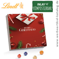 Lindt Mini Kugeln Adventskalender, Motiv Zuckerstangen - Weihnachts Kundengeschenke mit Lindor Mini-Kugeln. 