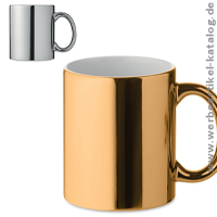 HOLLY Kaffeebecher aus Keramik mit Metallic-Finish, als Werbegeschenk mit Ihrem Logo! 