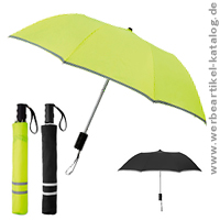 Neon - Regenschirm mit reflektierendem Besatz, als Werbemittel mit Ihrem Logo.