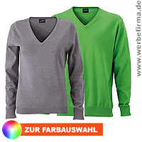 V-Neck Pullover für Sie und Ihn - Businesskleidung mit Werbung.