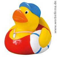 Werbeartikel / Quietsche Ente MB-31061 / Renn-Ente / Schwimmente / Werbung für Kinder / Entenrennen
