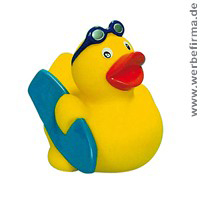 Werbeartikel / Quietsche Ente MB-31057 / Renn-Ente / Schwimmente / Werbung für Kinder / Entenrennen