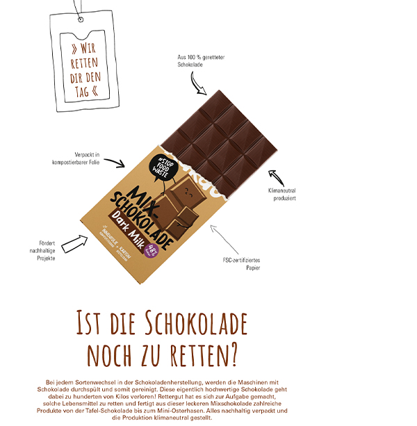 Rettergut Schokolade, besondere Schokolade mit Ihrem individuellen Branding. 