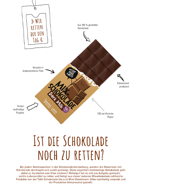 Rettergut Schokolade, besondere Schokolade mit Ihrem individuellen Branding. Rettergut Schokolade, besondere Schokolade mit Ihrem individuellen Branding.