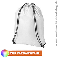 Rucksack und Zuziehbeutel mit Werbung