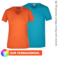 Slim Fit V - T,  figurbetontes Werbeshirt für Damen und Herren.