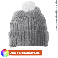 Pompom Strickmtze -Werbemittel fr den Winter