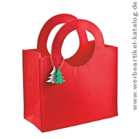 Tasche aus Filz mit Tannenbaumanhänger, als Werbemittel für Ihre Weihnachtsgeschenke.