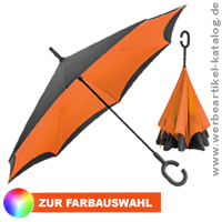 Umgekehrter Regenschirm - praktischer Werbeartikel mit Ihrem Logo. 