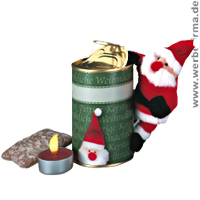 Magnetischer Weihnachtsmann in der Dose mit Lebkuchen - nette Werbegeschenke Weihnachten