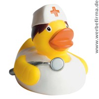 Werbeartikel für Ärzte -Quietscheentchen als Krankenschwester, bedruckt mit Ihrem Logo Werbeartikel für Ärzte -Quietscheentchen als Krankenschwester, bedruckt mit Ihrem Logo