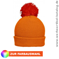 Schicke Werbemütze mit Ihrem Logo - Pompom Hat with Brim 